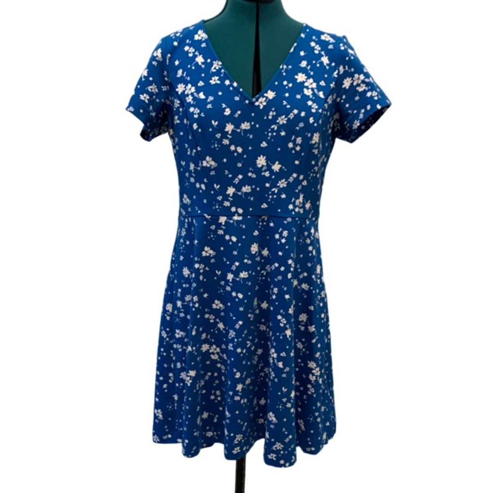 Draper James Blue Floral Ponte Love Fit & Flare Circle Dress